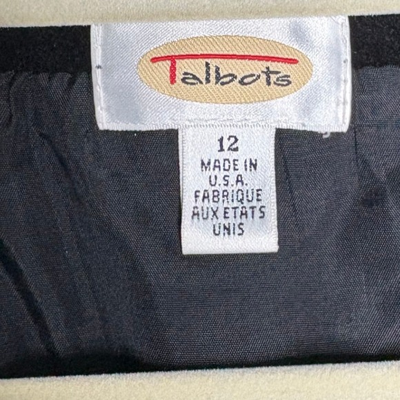 Vintage Talbots Black White tweed Cropped‎ Bolero Jacket Velvet Trim Women's 12 - Picture 3 of 5
